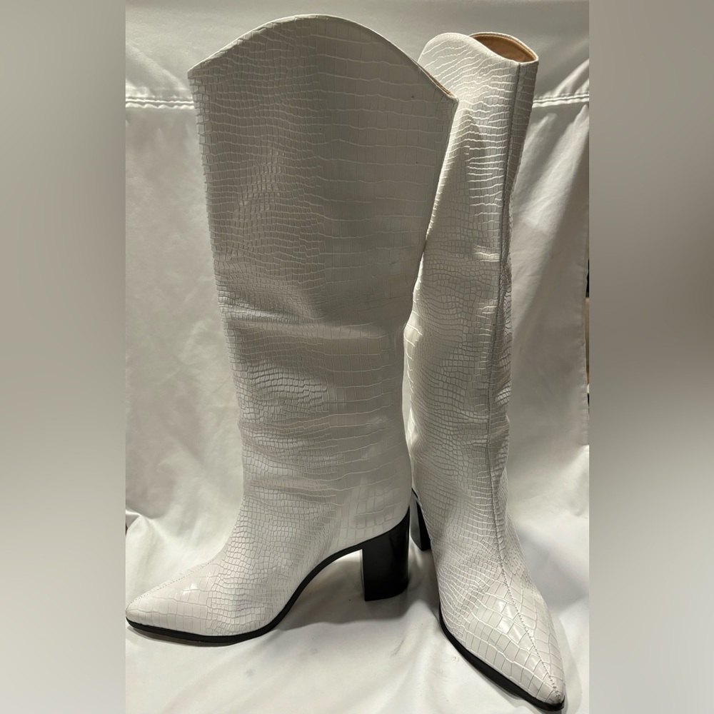 Schutz Crocodile Embossed Leather Boot